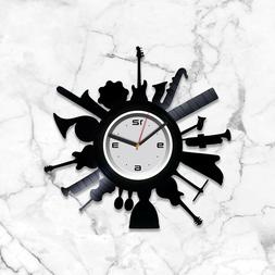 Musical Instruments Vinyl Wall Art Clock Handmade Gift For X