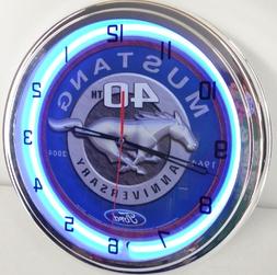 Ford Mustang Pony 40th 15" Neon Clock Parts Oval Emblem Logo