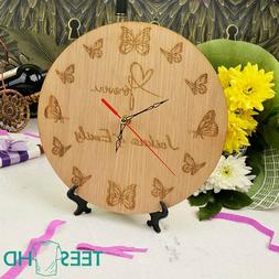Name Personalized Wood Wall Clock Handmade Custom Color Pict
