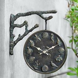 Nautical Undersea Life Outdoor Garden Clock & Thermometer on