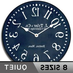 Navy Blue Whisper Quiet , Non ticking  Wall Clock Battery Op