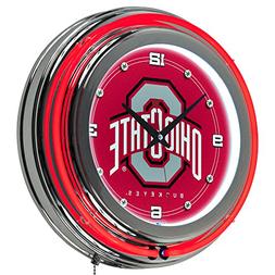 NCAA Ohio State University Chrome Double Ring Neon Clock, 14