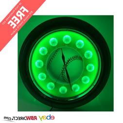 Neon Sports Led Light Wall Clock -Green Color Led Light-12"l