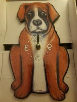 NEW Pink Cloud BOXER DOG Swinging Tail Pendulum Wall Clock -