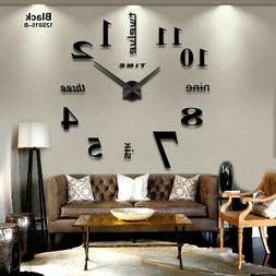New Home decoration big mirror wall clock modern design 3D D