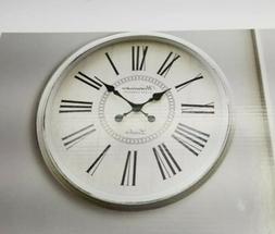 NEW Westminister Large Round Farmhouse 30 inch Wall Clock Wh