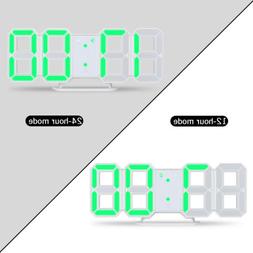 New LED Digital Wall Clock 3D Brightness Alarm Snooze Timer 