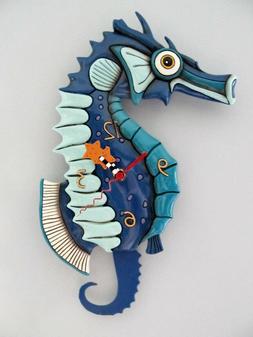 NEW Allen Designs Salty Seahorse Pendulum Wall Clock Beach O