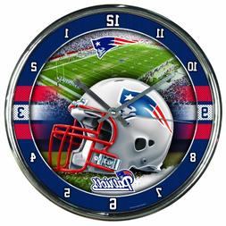 Nfl Football Team Chrome Wall Clock , New England Patriots ,
