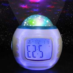 Night Light Projector Lamp Bedroom Alarm Clock With Music fo