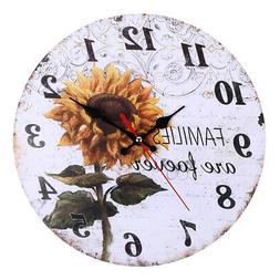 Non Ticking Vintage Battery Operated Sunflower Round Decorat