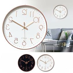 Non Ticking Wall Clock 12 Inch Round Silent Quartz Battery O