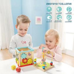 Novelty Colorful Bead Wooden Abacus Clock With For Kids Educ