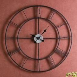 Oversized 30-inch Black Wall Clock with Roman Numerals