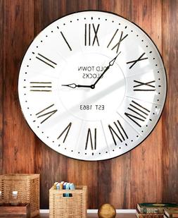Oversized Farmhouse Enamel Wall Clock Country Neutral Wall A