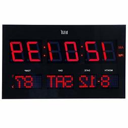 hito 14.2&rdquo; Large Oversized LED Wall Clock Seconds Date Day