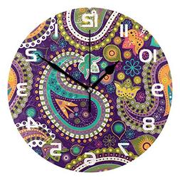 Dozili Paisley Flower Bohemian Style Decorative Wooden Round