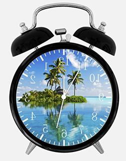 Palm Tree Beach Alarm Desk Clock 3.75" Home or Office Decor 