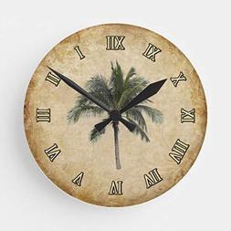 Moonluna Palm Tree Wooden Wall Clock for Living Room Bedroom