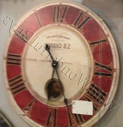 Paris Chieron Wall Clock Red Ivory 23D Round Pendulum Roman 