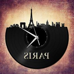 Paris Skyline Vinyl Wall Clock Cityscape Art Ideal for Bedro