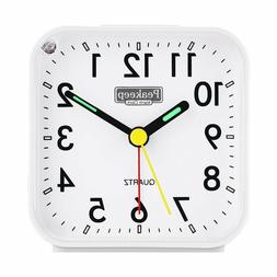Peakeep Small Battery Operated Analog Travel Alarm Clock Sil