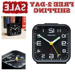 Peakeep Small Battery Operated Analog Travel Alarm Clock Sil