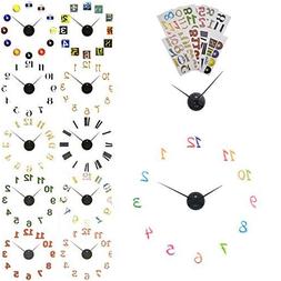 NEW DIY Peel & Stick Wall Clock w/ 12 Number Sets Fun Deco D
