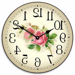 Perfect Round Home Rose Wall Clock  Whisper Quiet Classical 