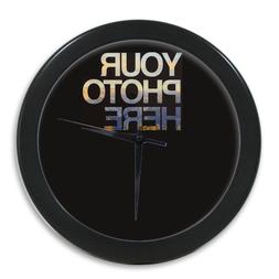 Personalised Round Black Wall Clock Battery Operated For Kit