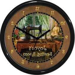 Personalized Sewing Room wall Clock Home Ecomics Quilting Kn