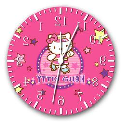 Pink Hello Kitty Frameless Borderless Wall Clock Nice For Gi