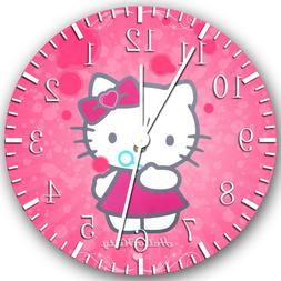 Pink Hello Kitty Frameless Borderless Wall Clock Nice For Gi
