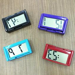 Pocket Small Mini Digital Car Clock LCD Display Self- Bracke
