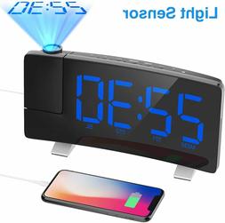 iRedBeau Projection Alarm Clock,7" Curved-Screen Large Digit