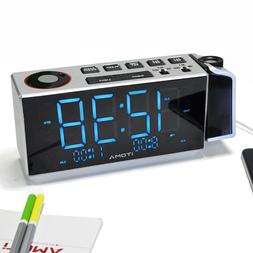 iTOMA Projection Alarm Clock with FM Radio,Dual Alarm Clock,