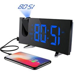 PICTEK  Projection Alarm Clock FM 5-Inch Dimmable Screen Cei