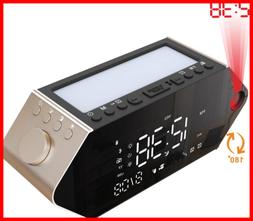 Projection Alarm Clock Radio For Bedrooms Sunrise Dual Alarm
