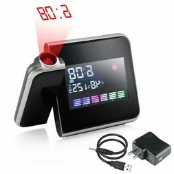 Projection Digital Weather LCD Snooze Alarm Clock Color Disp