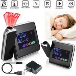 Projection Digital Weather LCD Snooze Alarm Clock Color Disp