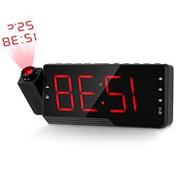 Digital Projector Radio Alarm Clock Snooze Timer Temperature