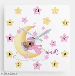 Puppy Dog Clock Baby Boy Girl Nursery Kids Wall Art Animal P