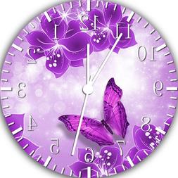Purple Butterfly Frameless Borderless Wall Clock For Gifts o