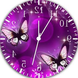 Purple Butterfly Frameless Borderless Wall Clock For Gifts o