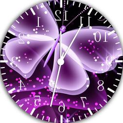 Purple Butterfly Frameless Borderless Wall Clock For Gifts o