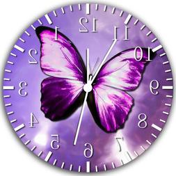 Purple Butterfly Frameless Borderless Wall Clock Nice For Gi
