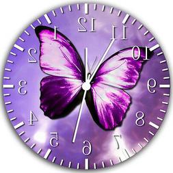 Purple Butterfly wall Clock 10" will be nice Gift and Room w