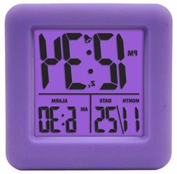 Purple Cube Lcd Alarm Clock With Date Display Manual Set Tim