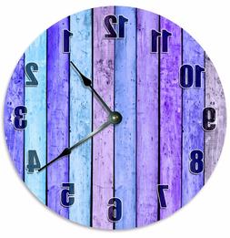PURPLE LAVENDAR WOOD Boards Clock - Large 10.5" Wall Clock -