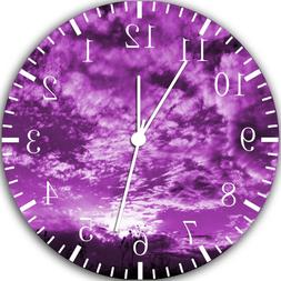 Purple Sunset Frameless Borderless Wall Clock Nice For Gifts